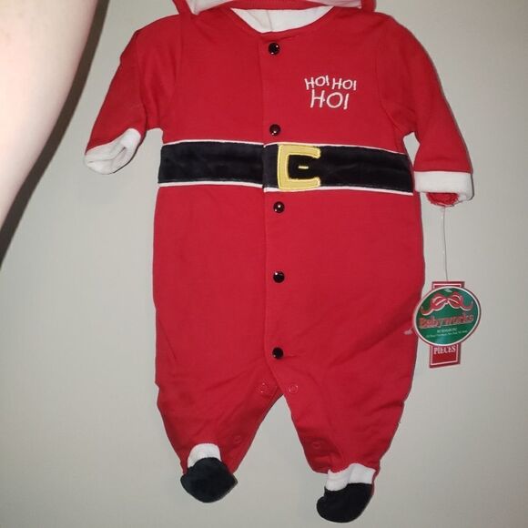 BABYWORKS SANTA CHRISTMAS HOLIDAY FOOTIE SLEEPER SUIT - Picture 2 of 4